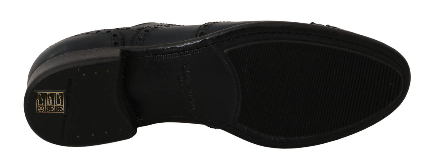 Zapatos de vestir Oxford brogue de cuero azul oscuro Dolce & Gabbana