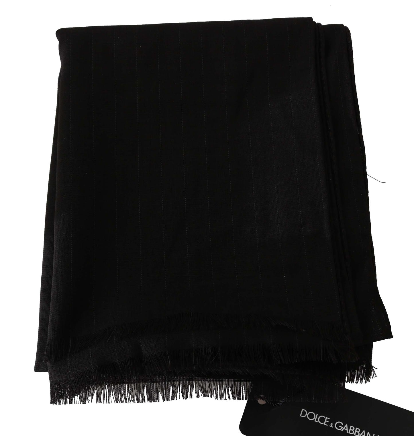 Bufanda envolvente a rayas de lana virgen gris oscuro de Dolce & Gabbana