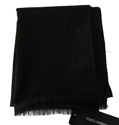 Bufanda envolvente a rayas de lana virgen gris oscuro de Dolce & Gabbana