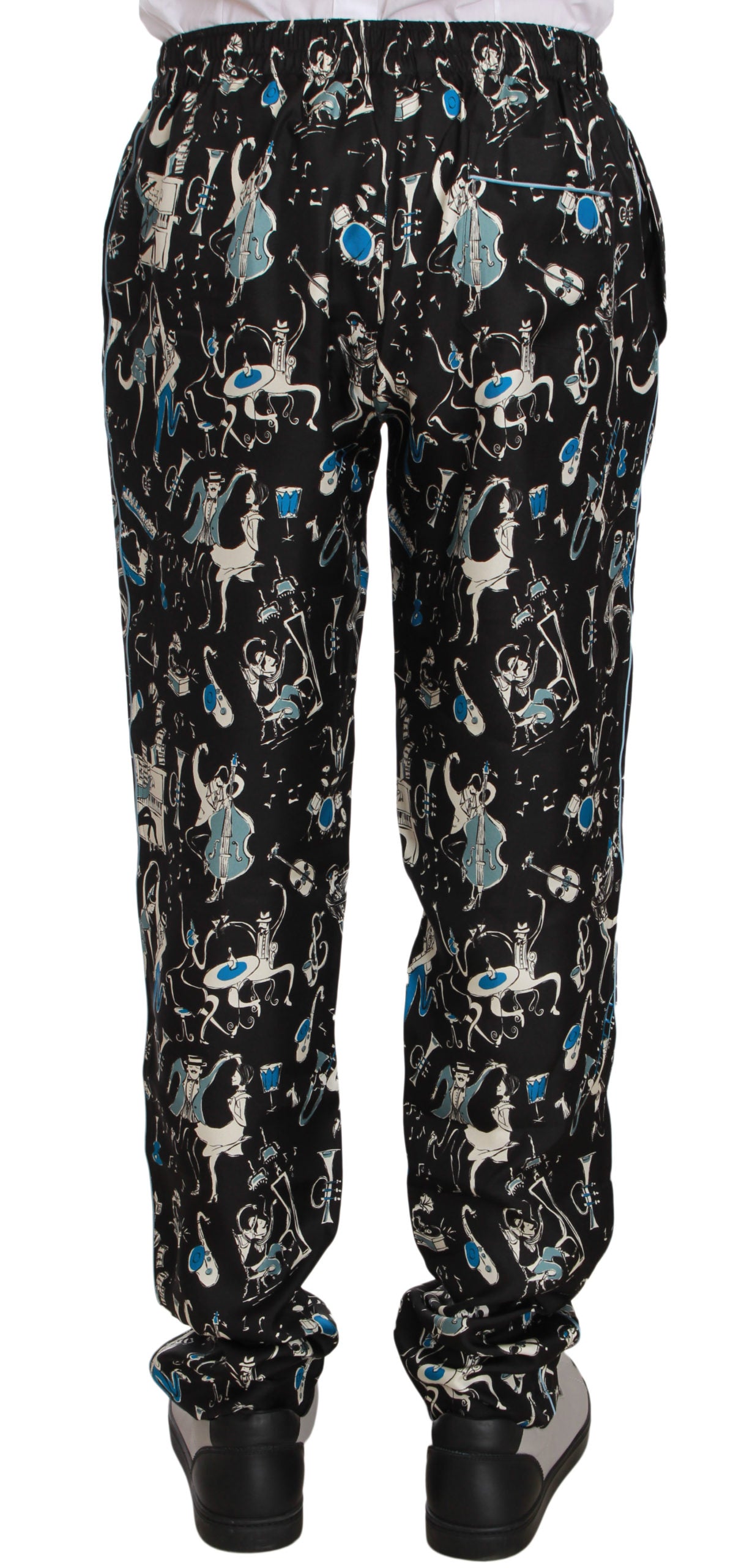 Pantalones de pijama negros con estampado de instrumentos musicales de Dolce & Gabbana