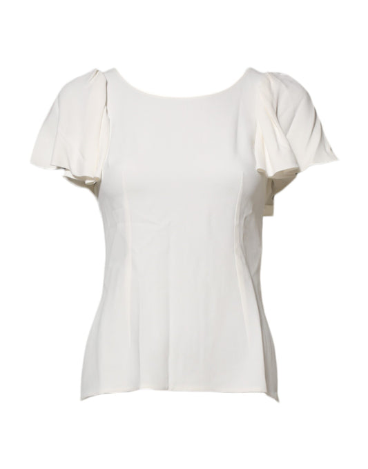 Top blusa de manga corta y cuello redondo blanco de Dolce & Gabbana