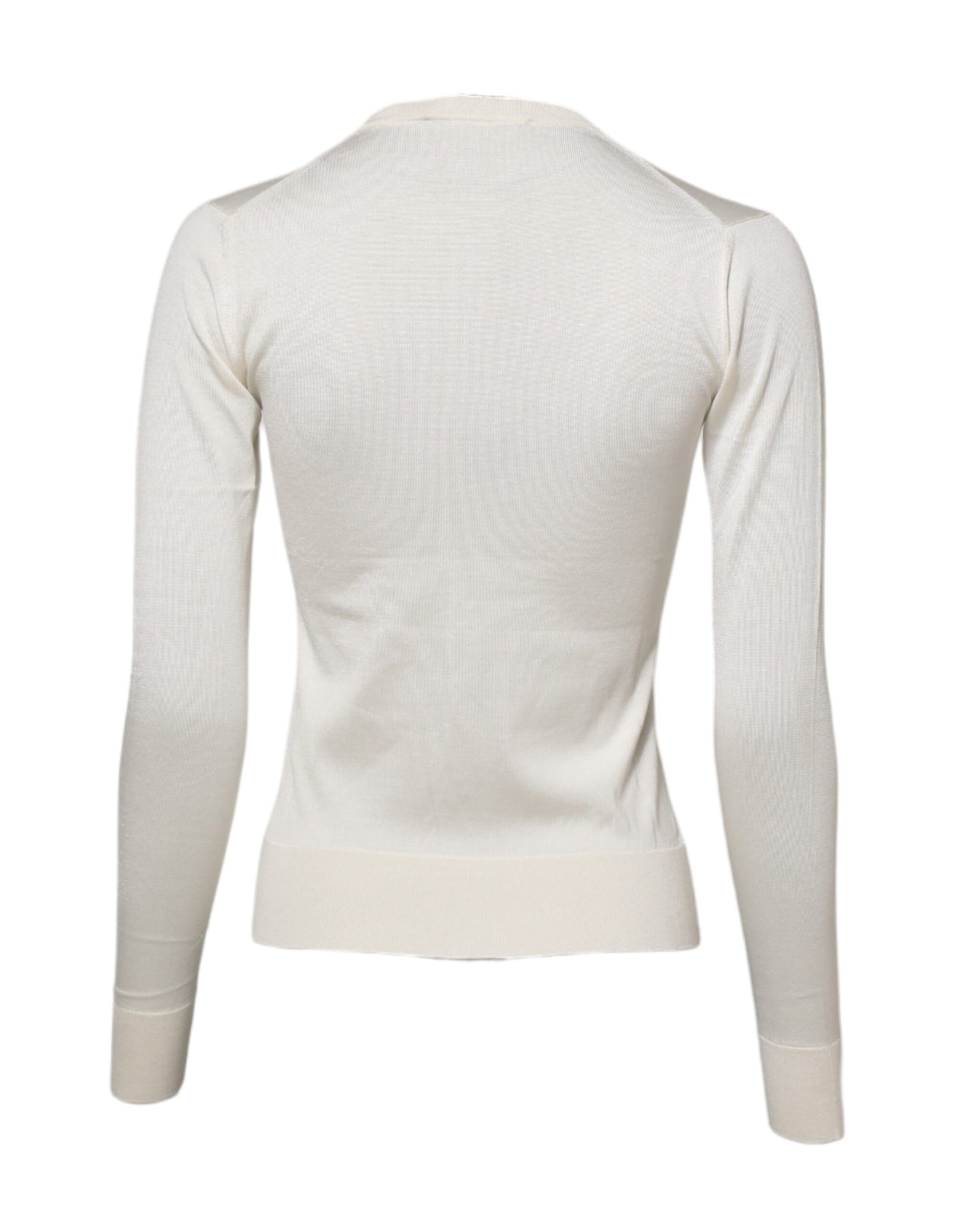Cárdigan de seda blanca con adornos de lirios de Dolce & Gabbana