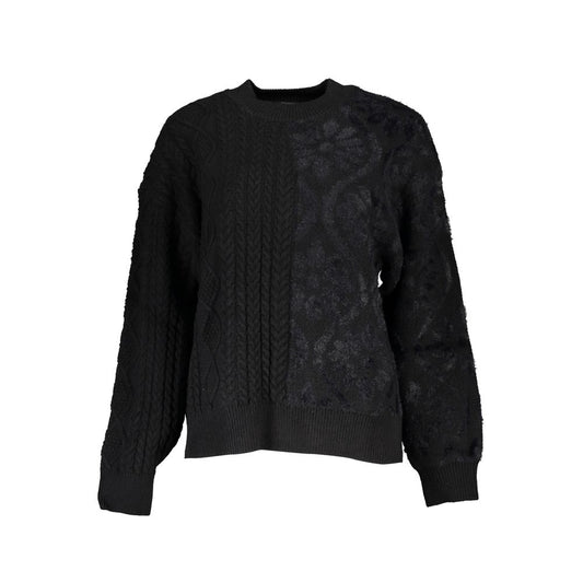 Suéter Desigual de cuello alto de algodón negro para mujer