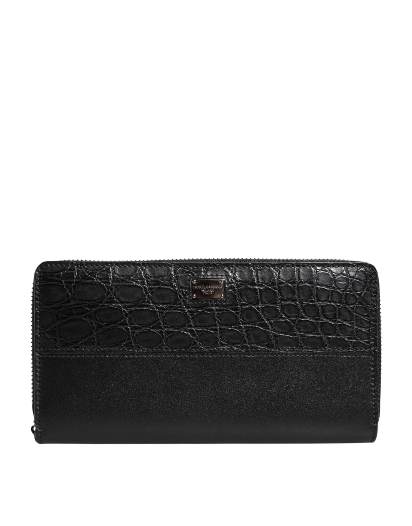 Cartera Continental Grande Dolce & Gabbana de Piel Negra con Placa del Logo y Cremallera