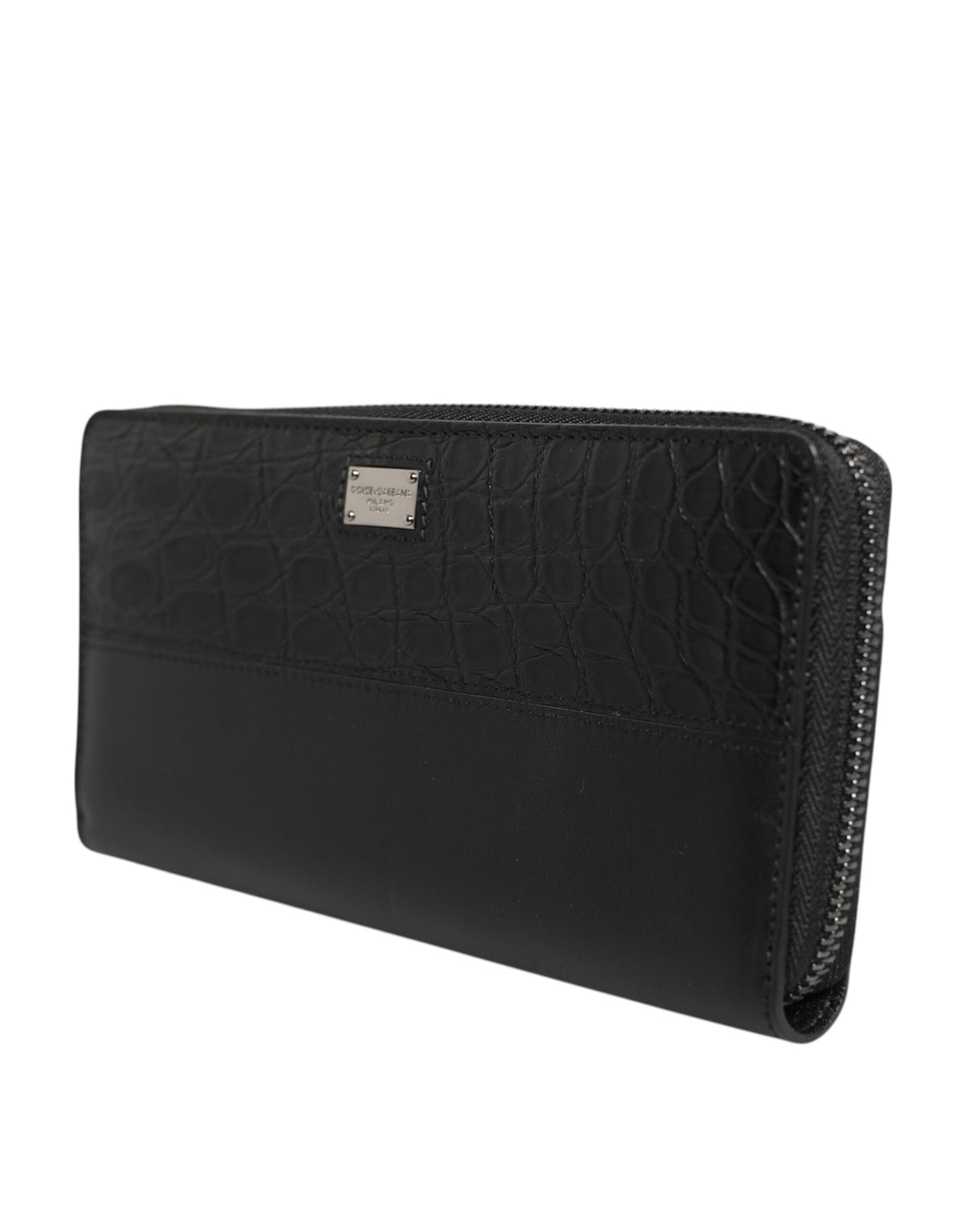 Cartera Continental Grande Dolce & Gabbana de Piel Negra con Placa del Logo y Cremallera