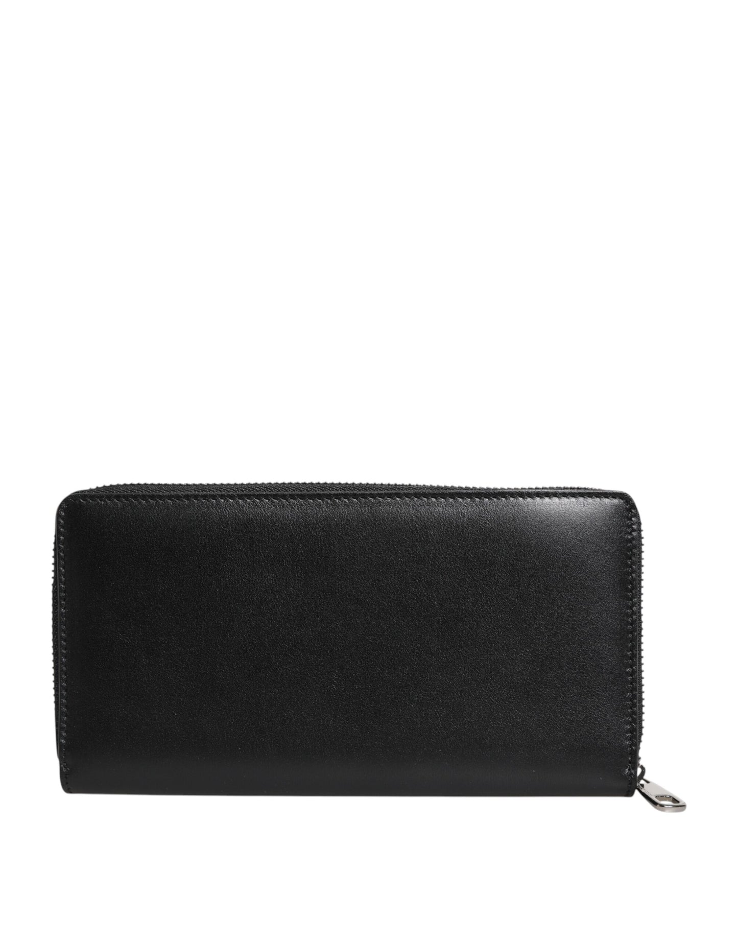 Cartera Continental Grande Dolce & Gabbana de Piel Negra con Placa del Logo y Cremallera