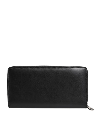 Cartera Continental Grande Dolce & Gabbana de Piel Negra con Placa del Logo y Cremallera