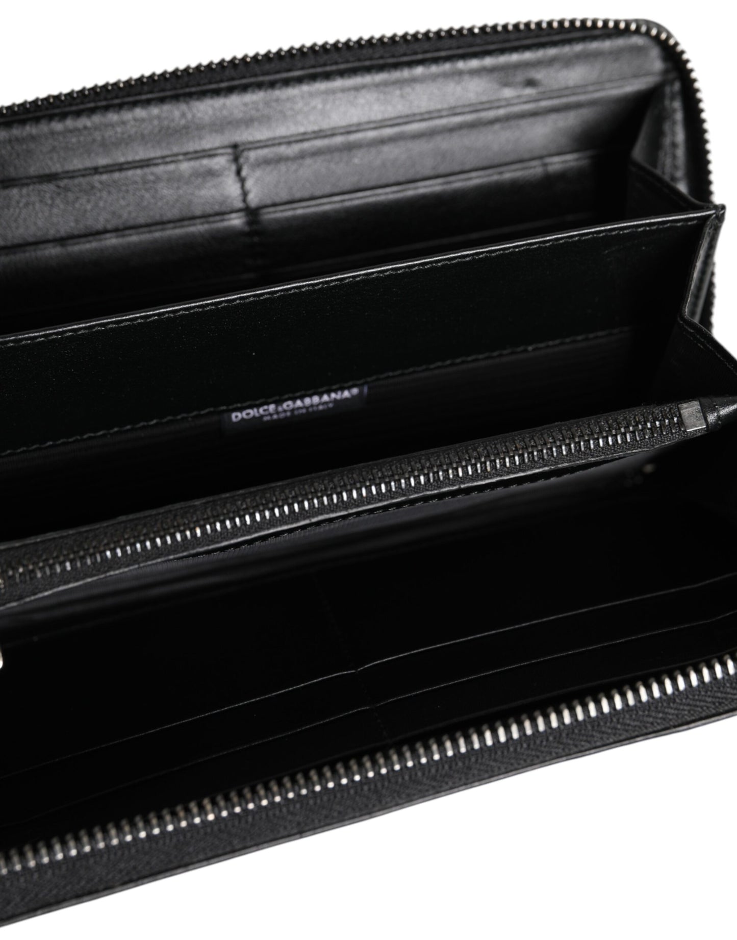 Cartera Continental Grande Dolce & Gabbana de Piel Negra con Placa del Logo y Cremallera