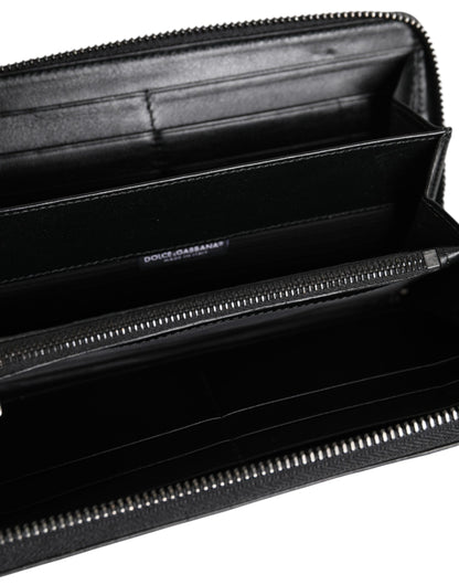 Cartera Continental Grande Dolce & Gabbana de Piel Negra con Placa del Logo y Cremallera