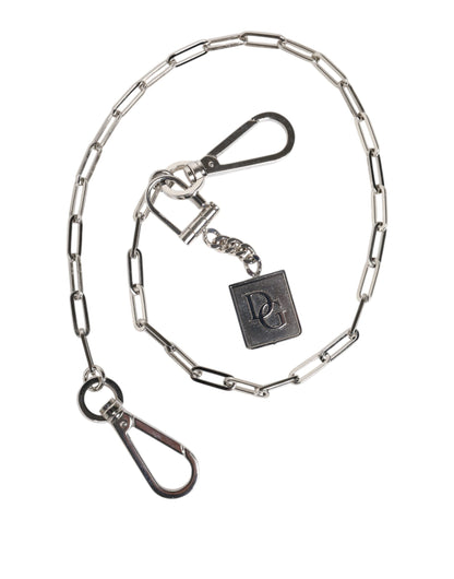 Llavero con charm DG y cadena de metal plateado de Dolce & Gabbana