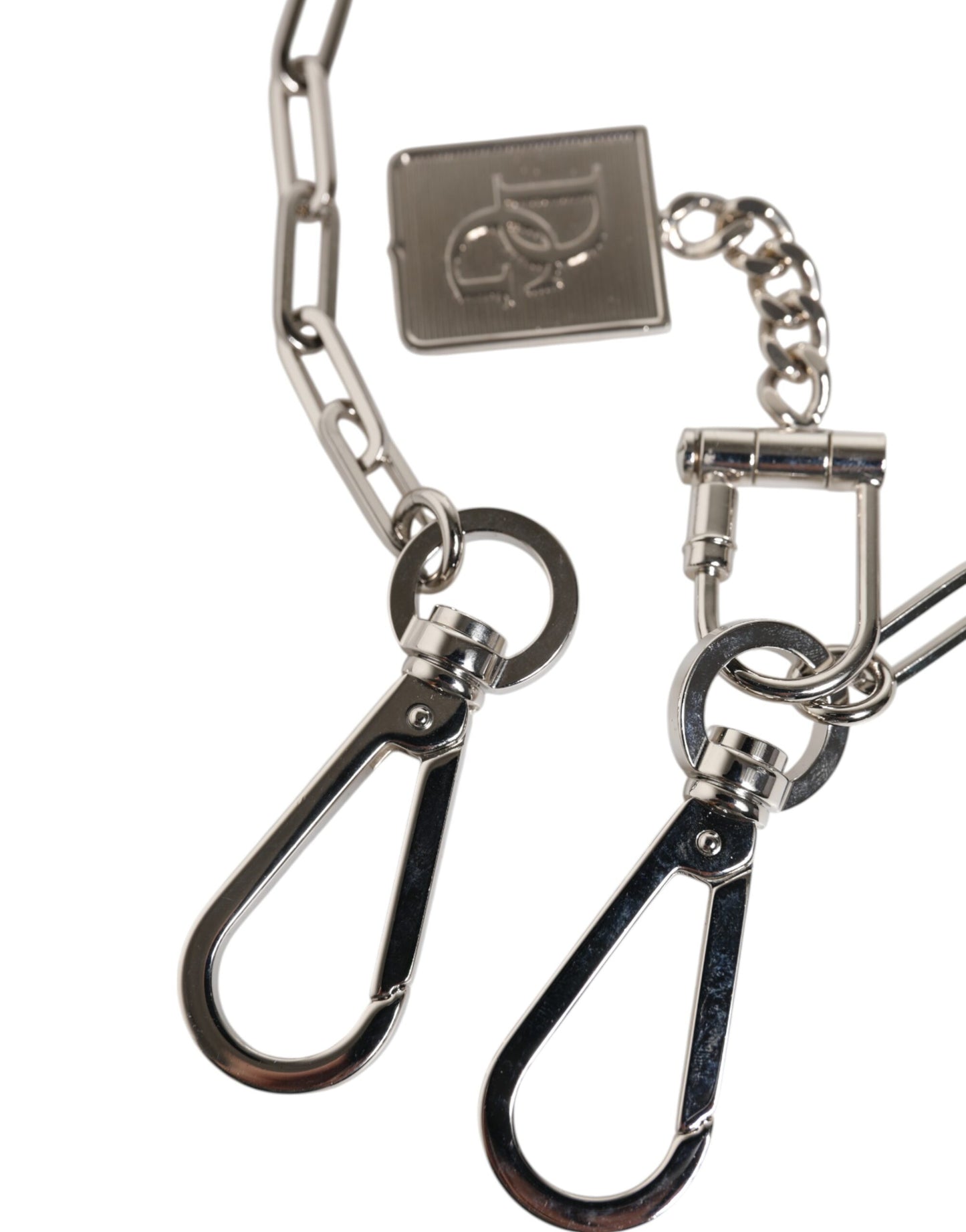 Llavero con charm DG y cadena de metal plateado de Dolce & Gabbana