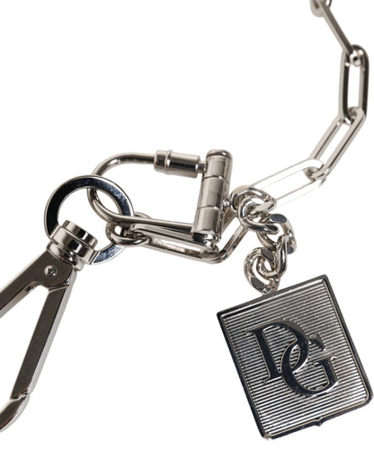 Llavero con charm DG y cadena de metal plateado de Dolce & Gabbana