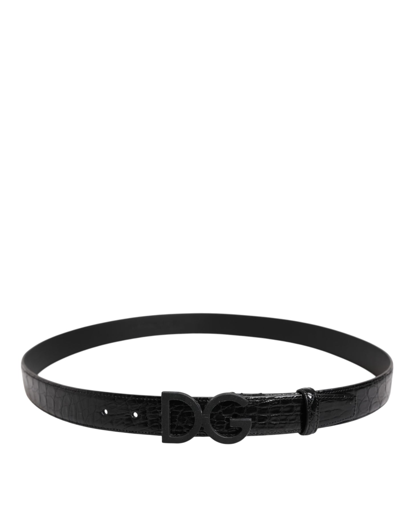 Cinturón Dolce & Gabbana de piel negra con hebilla DG metálica clásica