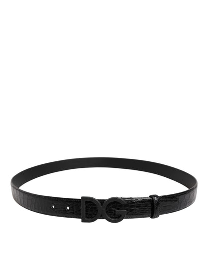 Cinturón Dolce & Gabbana de piel negra con hebilla DG metálica clásica