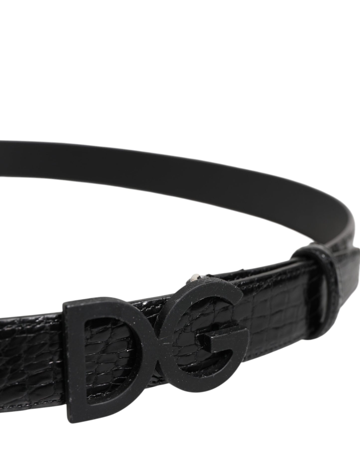 Cinturón Dolce & Gabbana de piel negra con hebilla DG metálica clásica