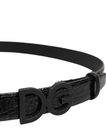 Cinturón Dolce & Gabbana de piel negra con hebilla DG metálica clásica