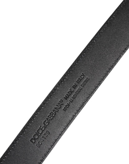 Cinturón Dolce & Gabbana de piel negra con hebilla DG metálica clásica