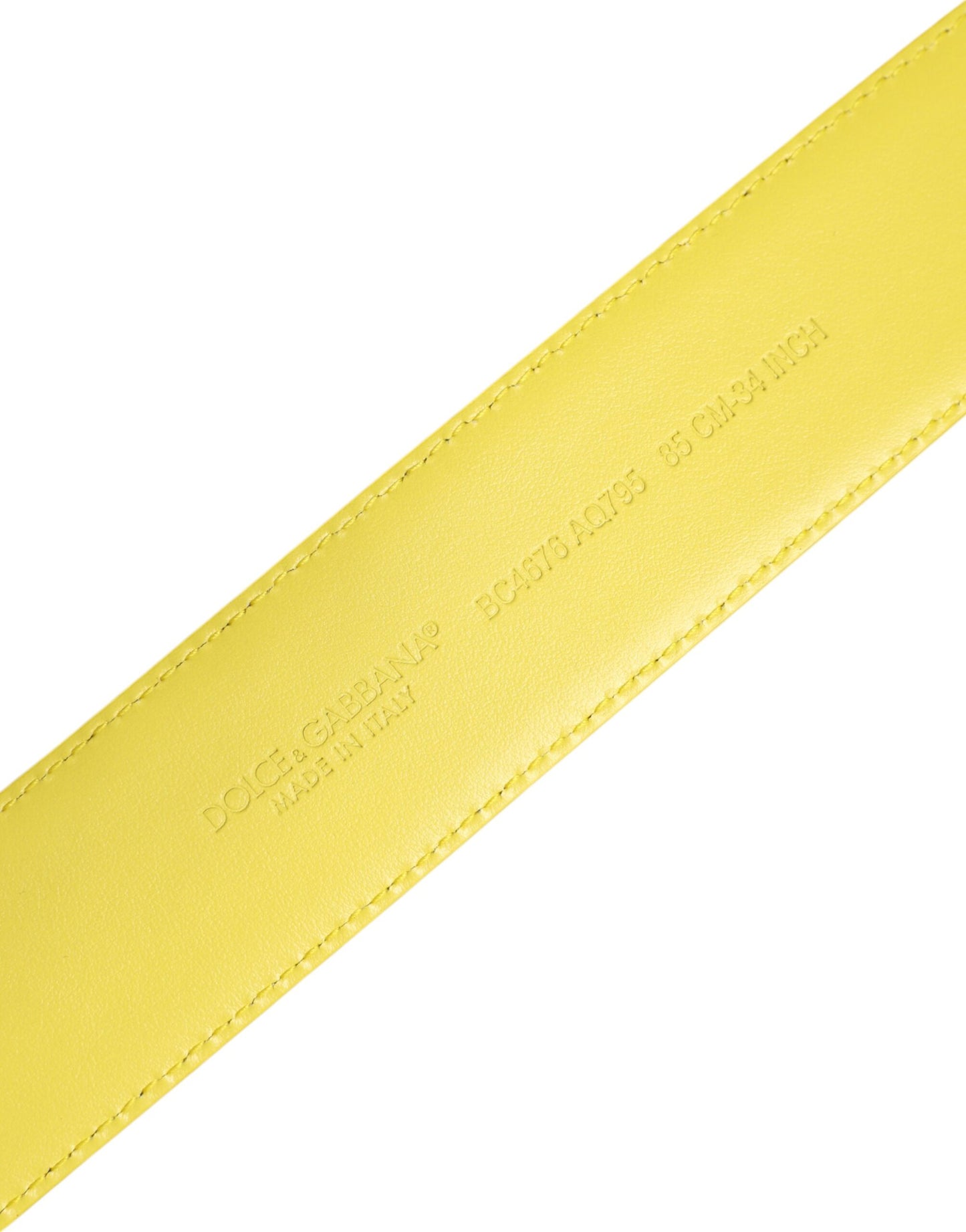Cinturón Dolce & Gabbana Amarillo Verde Clásico con Hebilla de Logotipo de Metal