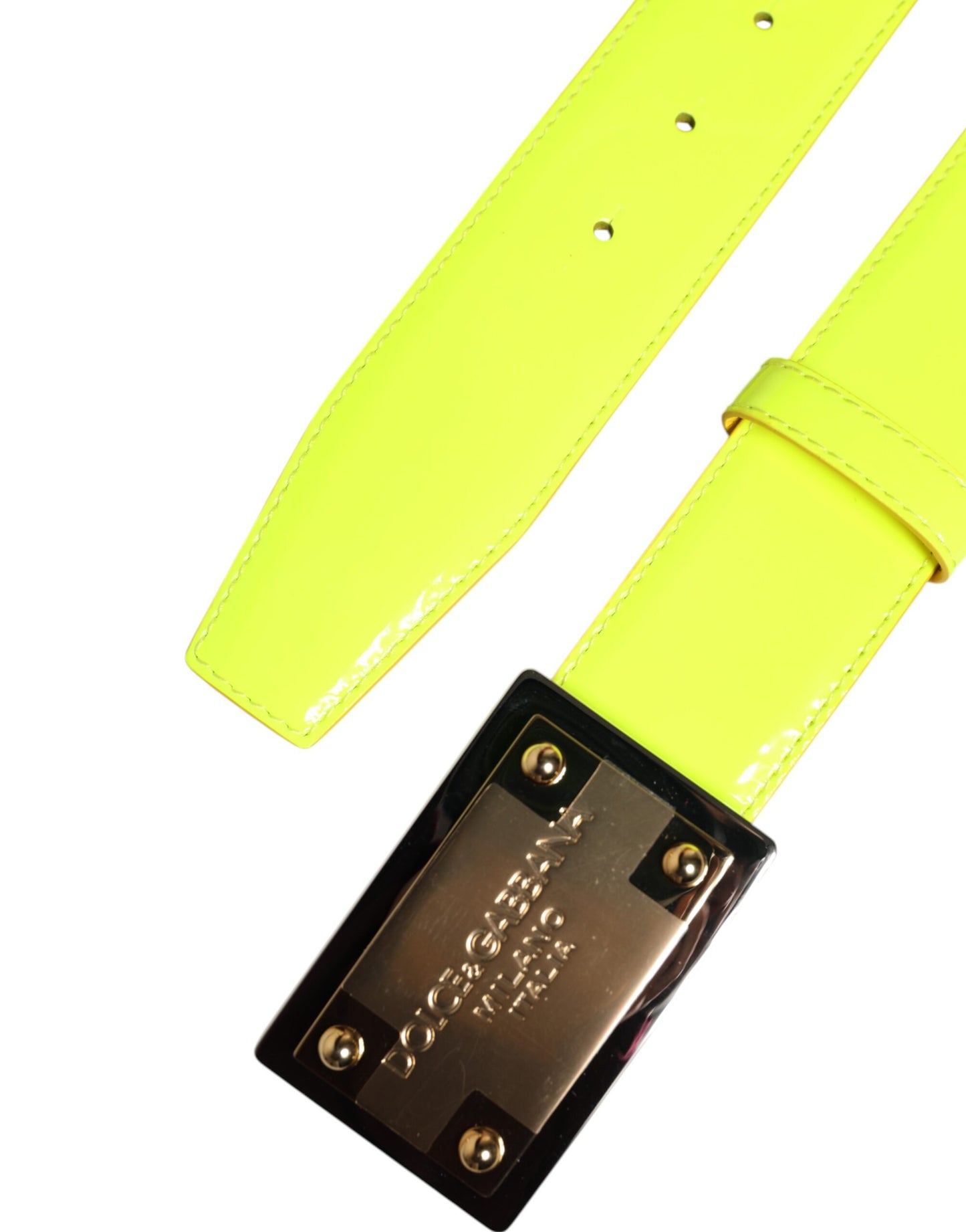 Cinturón Dolce & Gabbana Amarillo Verde Clásico con Hebilla de Logotipo de Metal
