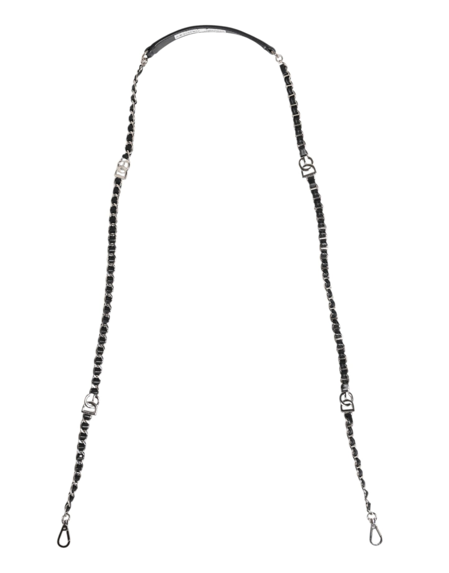 Correa de hombro Dolce & Gabbana de cuero negro con logotipo DG y cadena