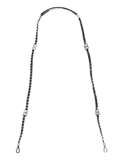 Correa de hombro Dolce & Gabbana de cuero negro con logotipo DG y cadena