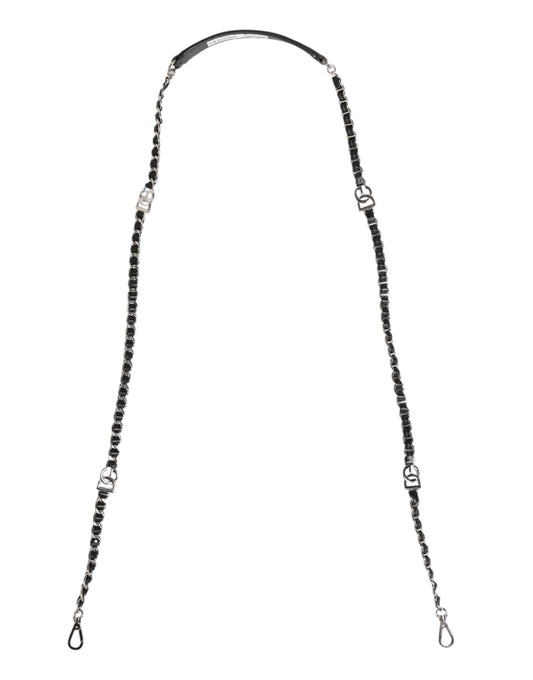 Correa de hombro Dolce & Gabbana de cuero negro con logotipo DG y cadena