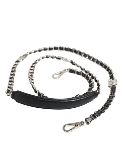 Correa de hombro Dolce & Gabbana de cuero negro con logotipo DG y cadena