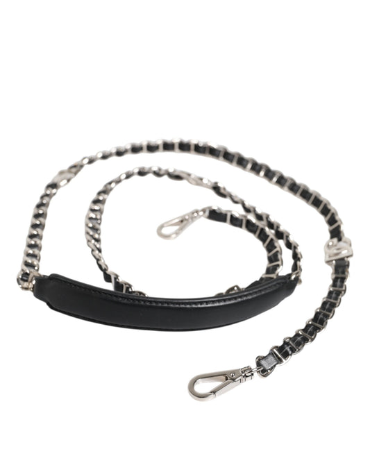 Correa de hombro Dolce & Gabbana de cuero negro con logotipo DG y cadena