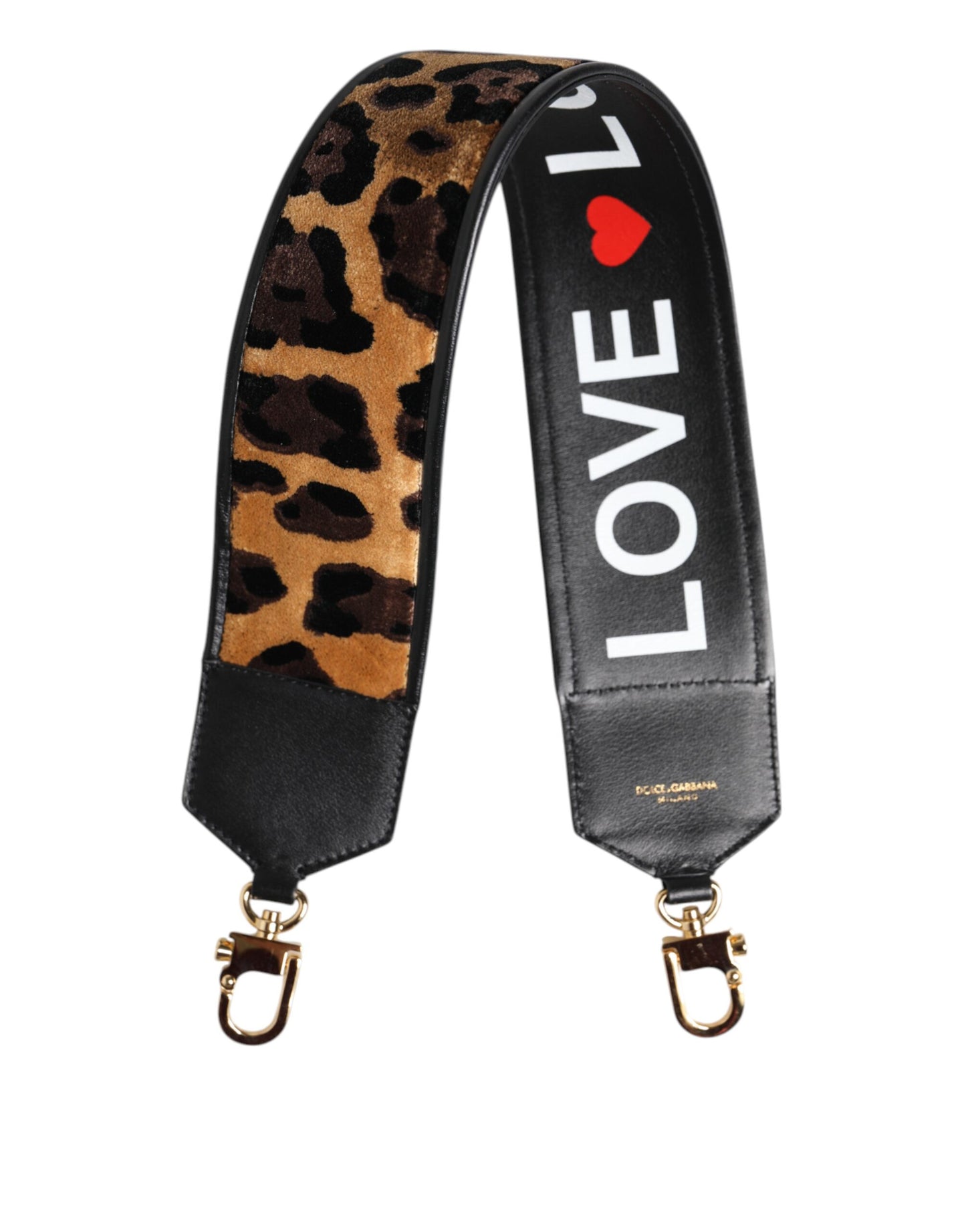Dolce & Gabbana Correa Reversible de Hombro con Estampado de Leopardo Negro para Bolso