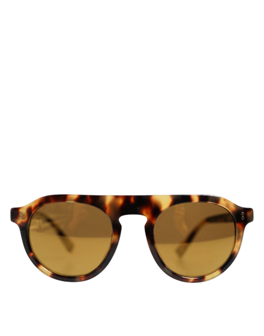 Gafas de sol redondas de acetato marrón con estampado de leopardo Dolce & Gabbana