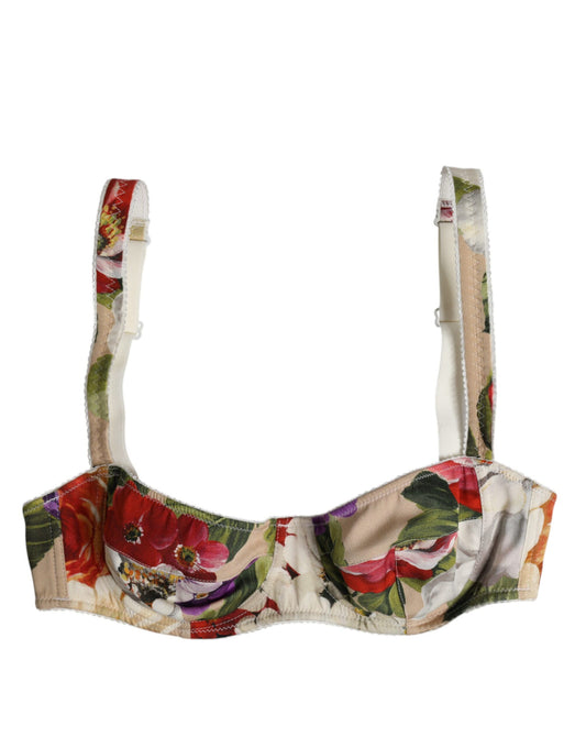Sujetador con aros balconcino floral beige Dolce & Gabbana Ropa interior