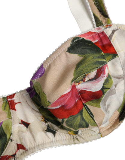 Sujetador con aros balconcino floral beige Dolce & Gabbana Ropa interior