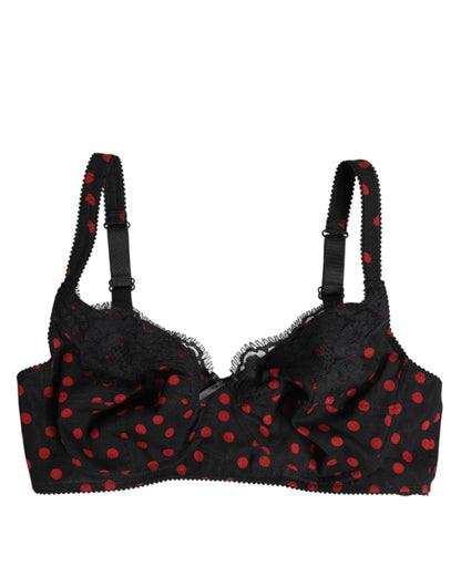 Ropa interior de balconette con aros y lunares negros y rojos de Dolce & Gabbana