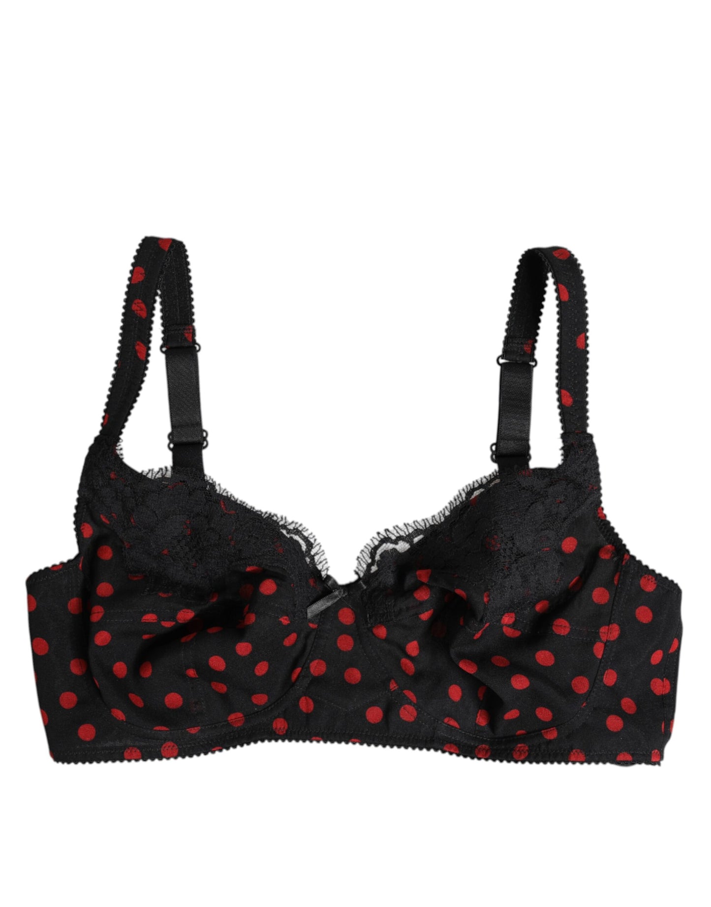 Ropa interior de balconette con aros y lunares negros y rojos de Dolce & Gabbana