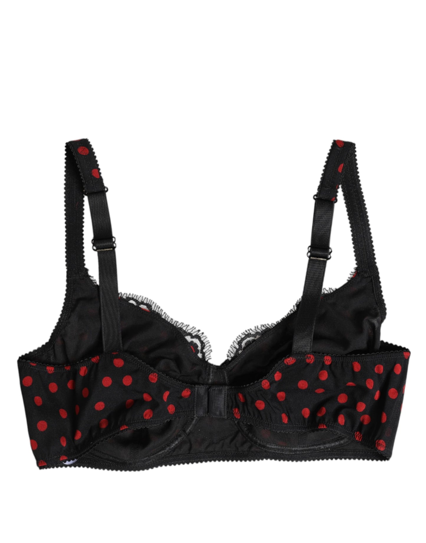 Ropa interior de balconette con aros y lunares negros y rojos de Dolce & Gabbana