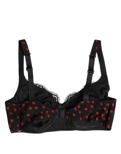 Ropa interior de balconette con aros y lunares negros y rojos de Dolce & Gabbana
