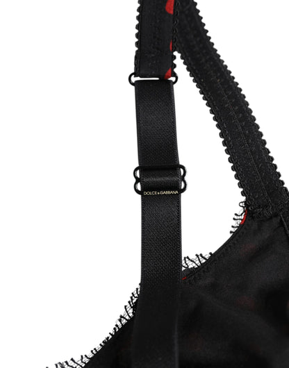 Ropa interior de balconette con aros y lunares negros y rojos de Dolce & Gabbana