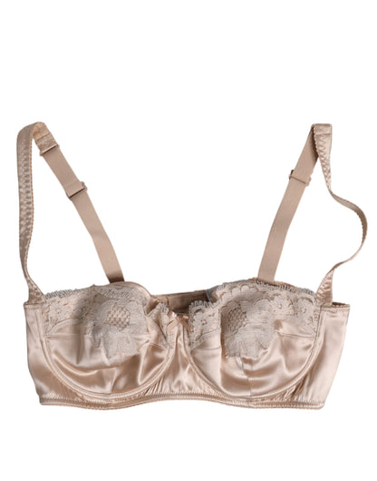 Sujetador balconette con aros de seda beige Dolce & Gabbana Ropa interior