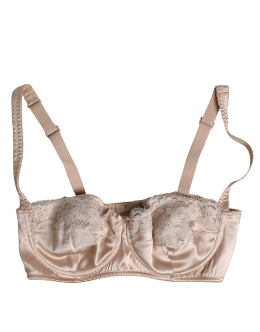 Sujetador balconette con aros de seda beige Dolce & Gabbana Ropa interior