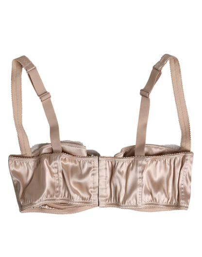 Sujetador balconette con aros de seda beige Dolce & Gabbana Ropa interior