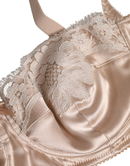 Sujetador balconette con aros de seda beige Dolce & Gabbana Ropa interior