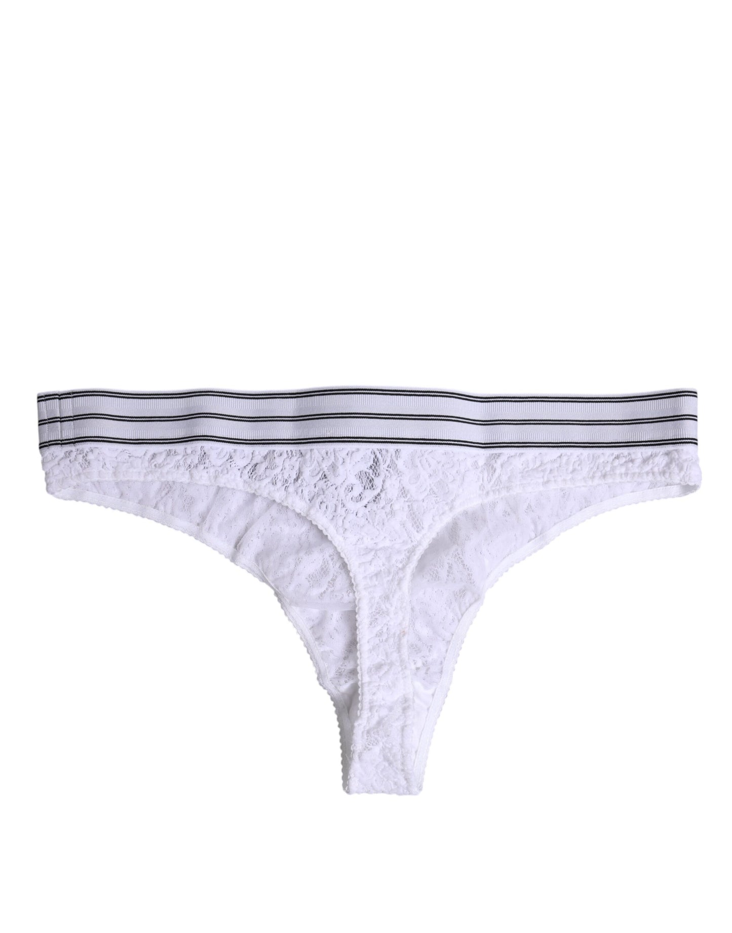 Ropa interior tipo braguita de nailon blanco con encaje floral de Dolce & Gabbana
