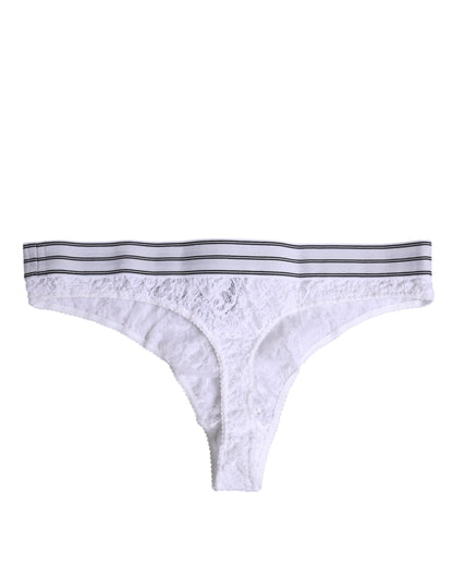 Ropa interior tipo braguita de nailon blanco con encaje floral de Dolce & Gabbana
