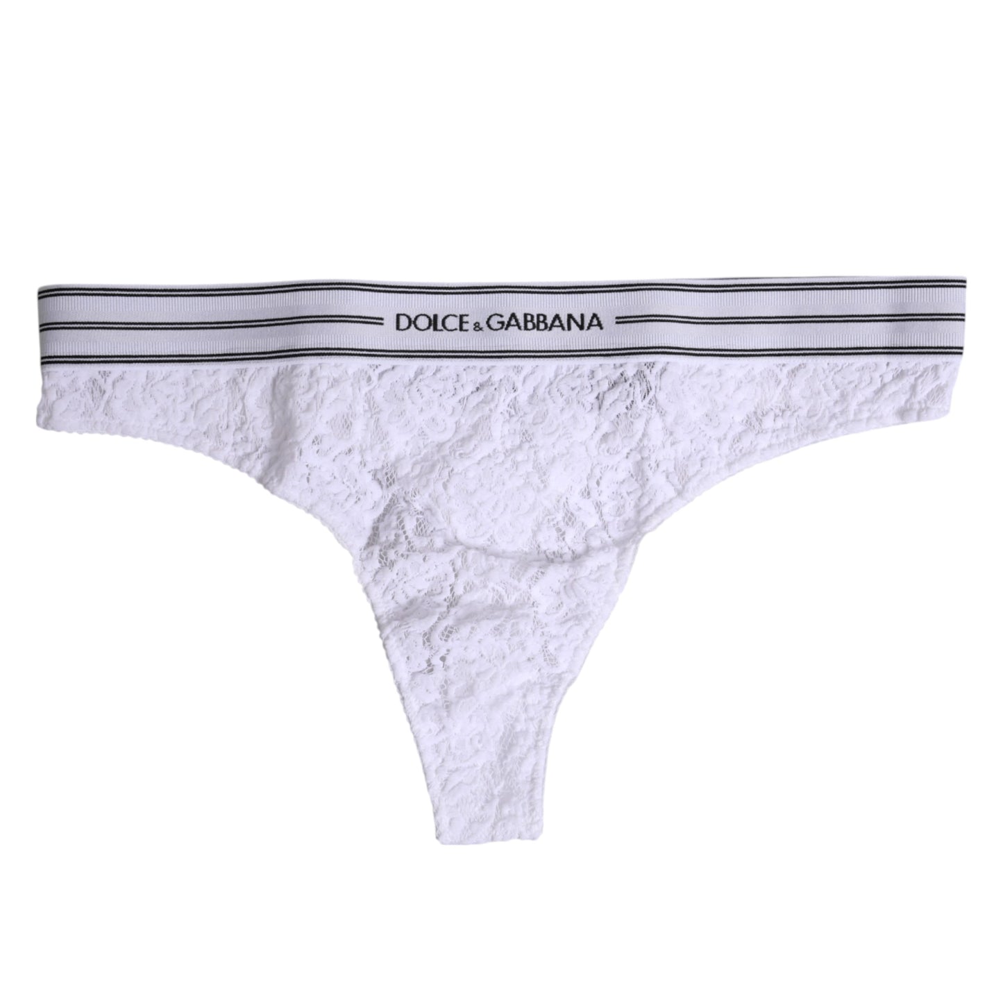 Ropa interior tipo braguita de nailon blanco con encaje floral de Dolce & Gabbana