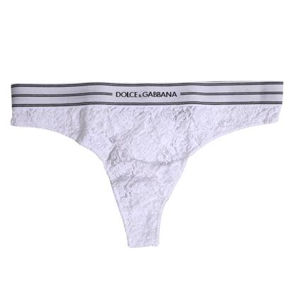 Ropa interior tipo braguita de nailon blanco con encaje floral de Dolce & Gabbana