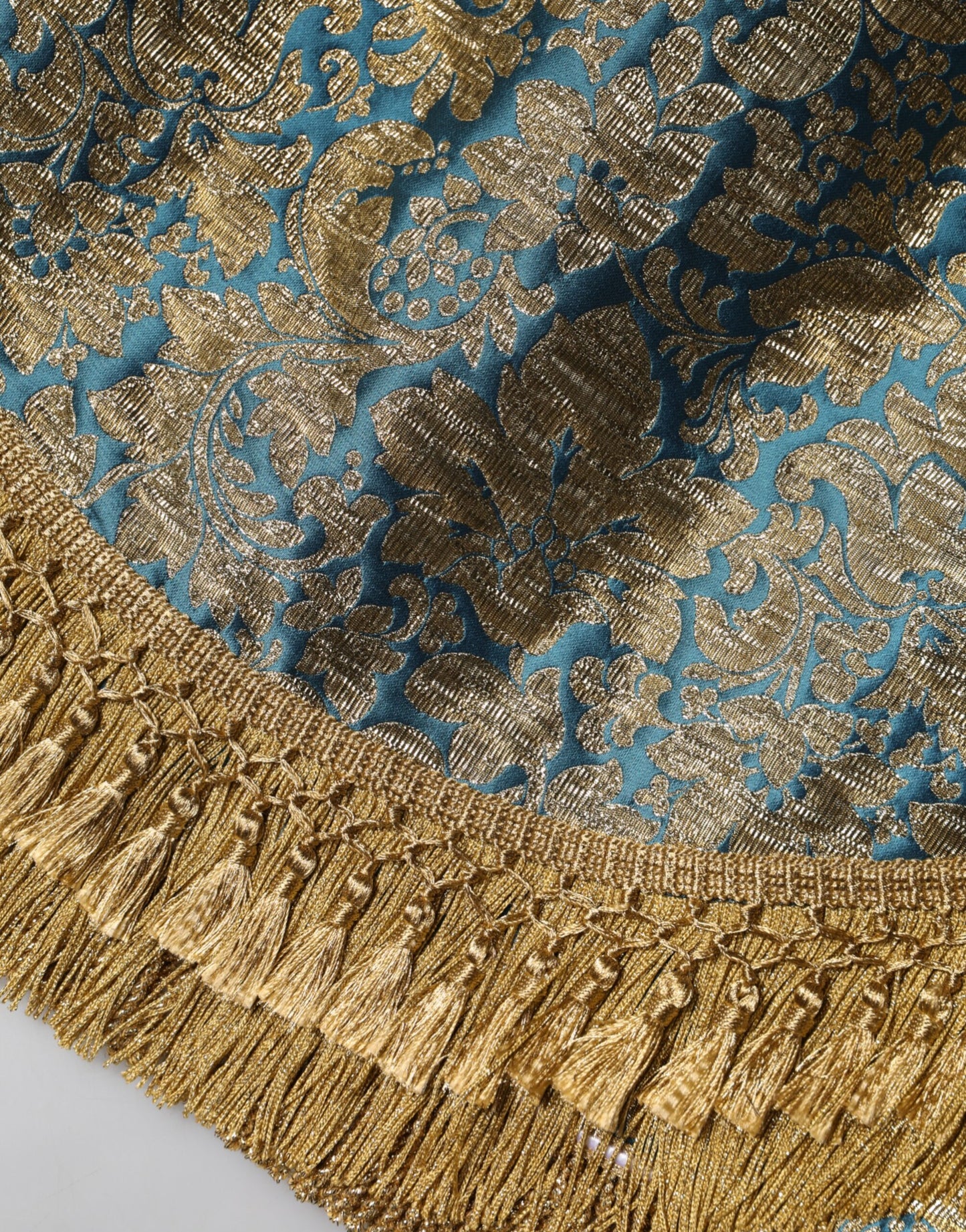 Minifalda de borlas de jacquard floral azul de Dolce & Gabbana