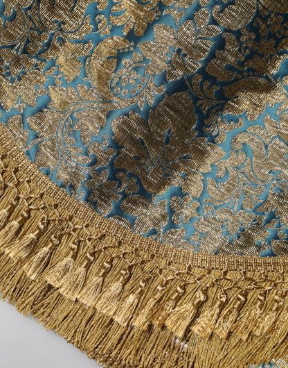 Minifalda de borlas de jacquard floral azul de Dolce & Gabbana