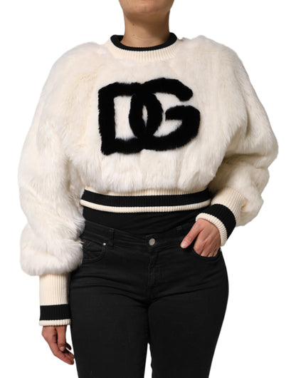 Sudadera Dolce & Gabbana blanca corta de piel sintética DG