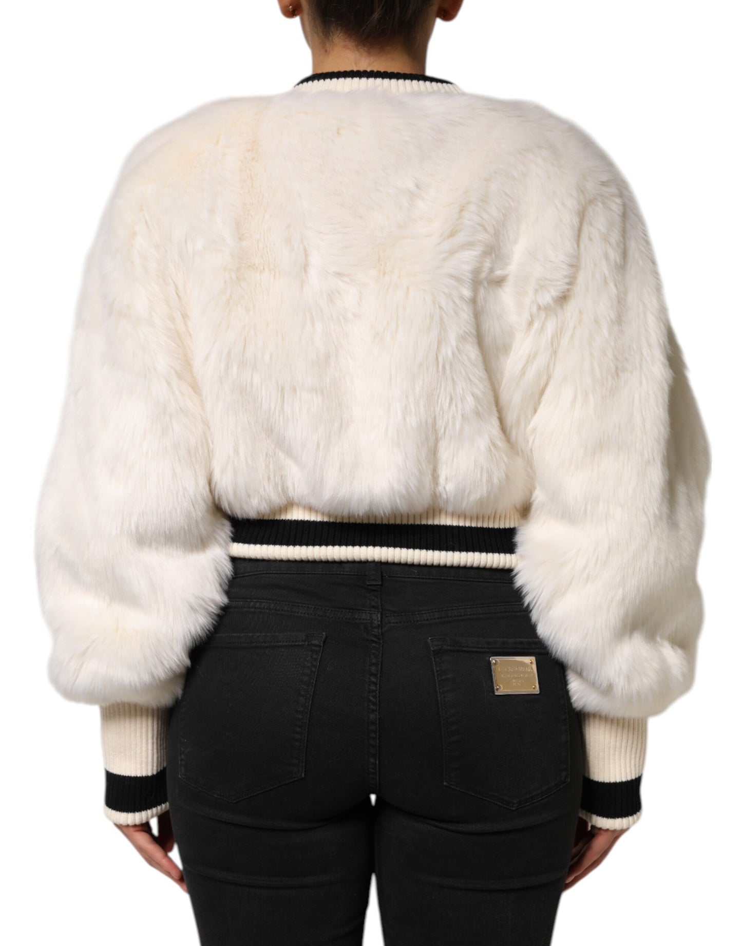 Sudadera Dolce & Gabbana blanca corta de piel sintética DG