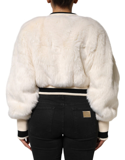 Sudadera Dolce & Gabbana blanca corta de piel sintética DG